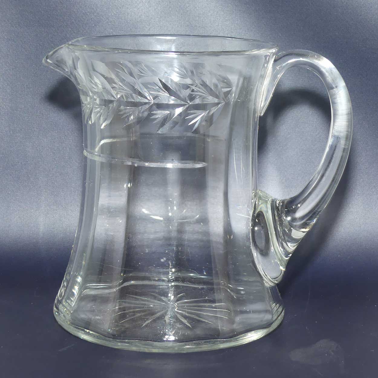 Edwardian era Cut Crystal waisted shape water jug