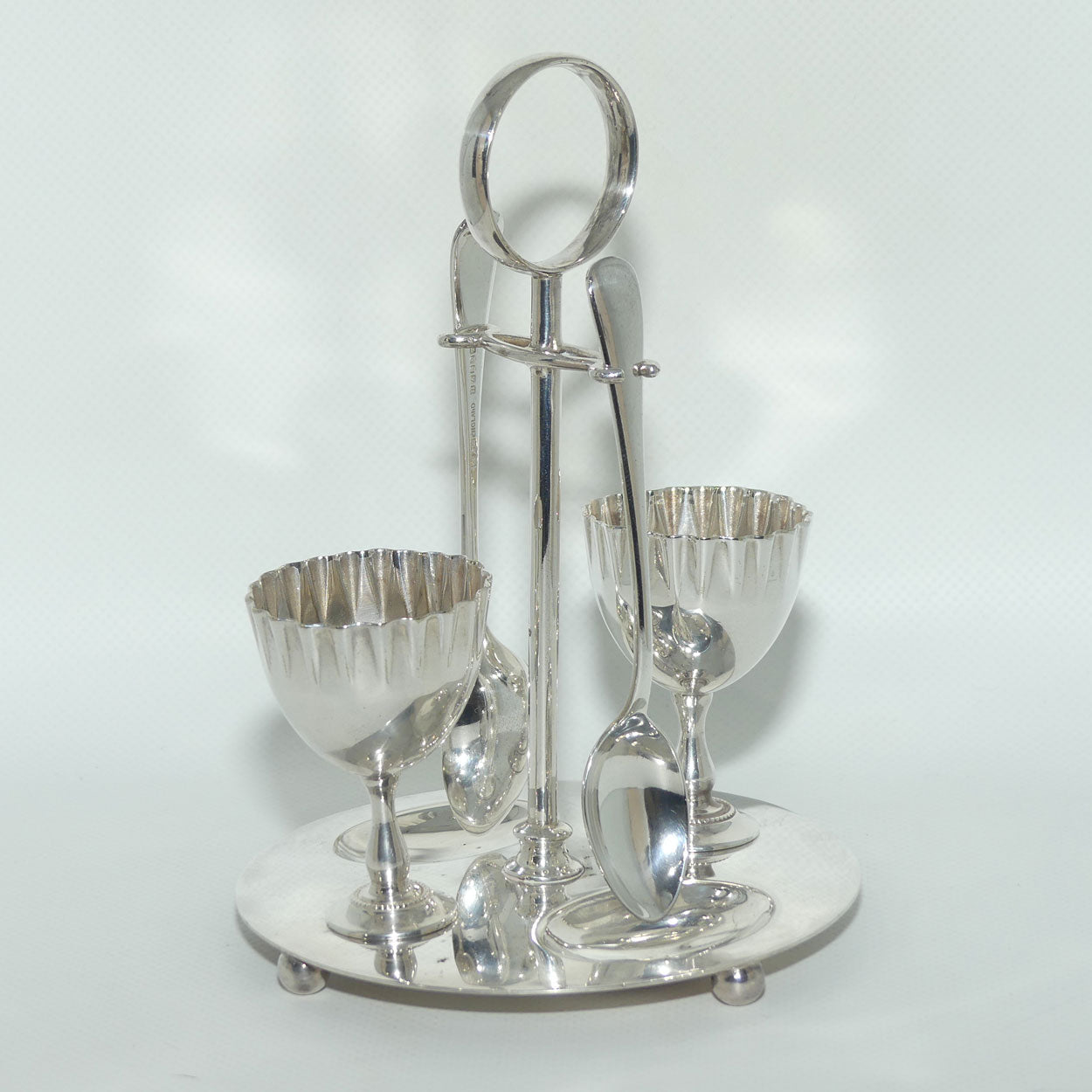Silver Plated EPNS egg set for 2 | marked FR & S BRISBANE