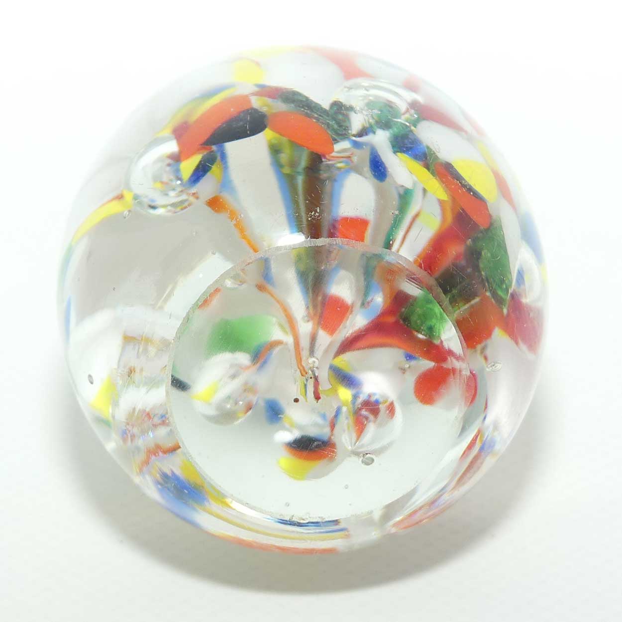 Controlled bubble within Multicoloured Mushroom egg shape paperweight | #1