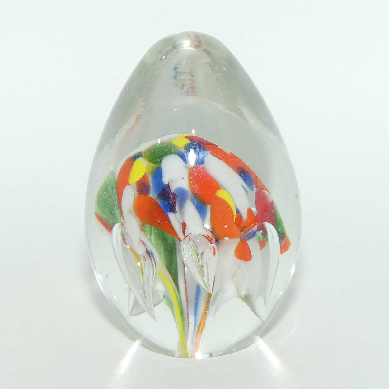 Controlled bubble within Multicoloured Mushroom egg shape paperweight | #2