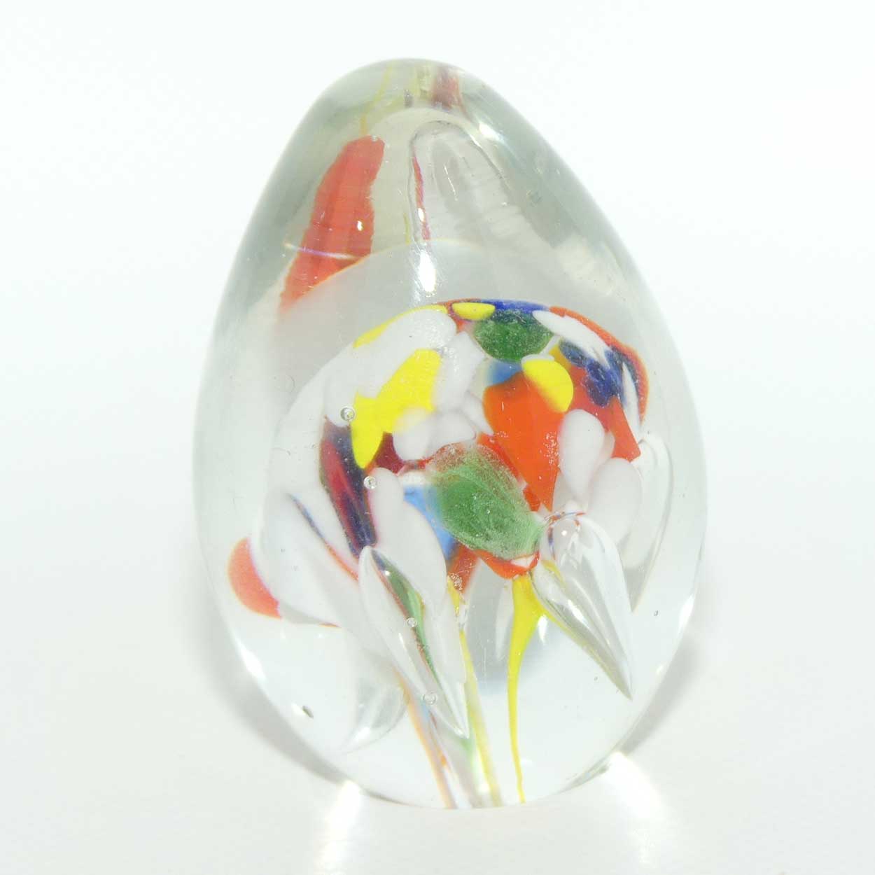 Controlled bubble within Multicoloured Mushroom egg shape paperweight | #2
