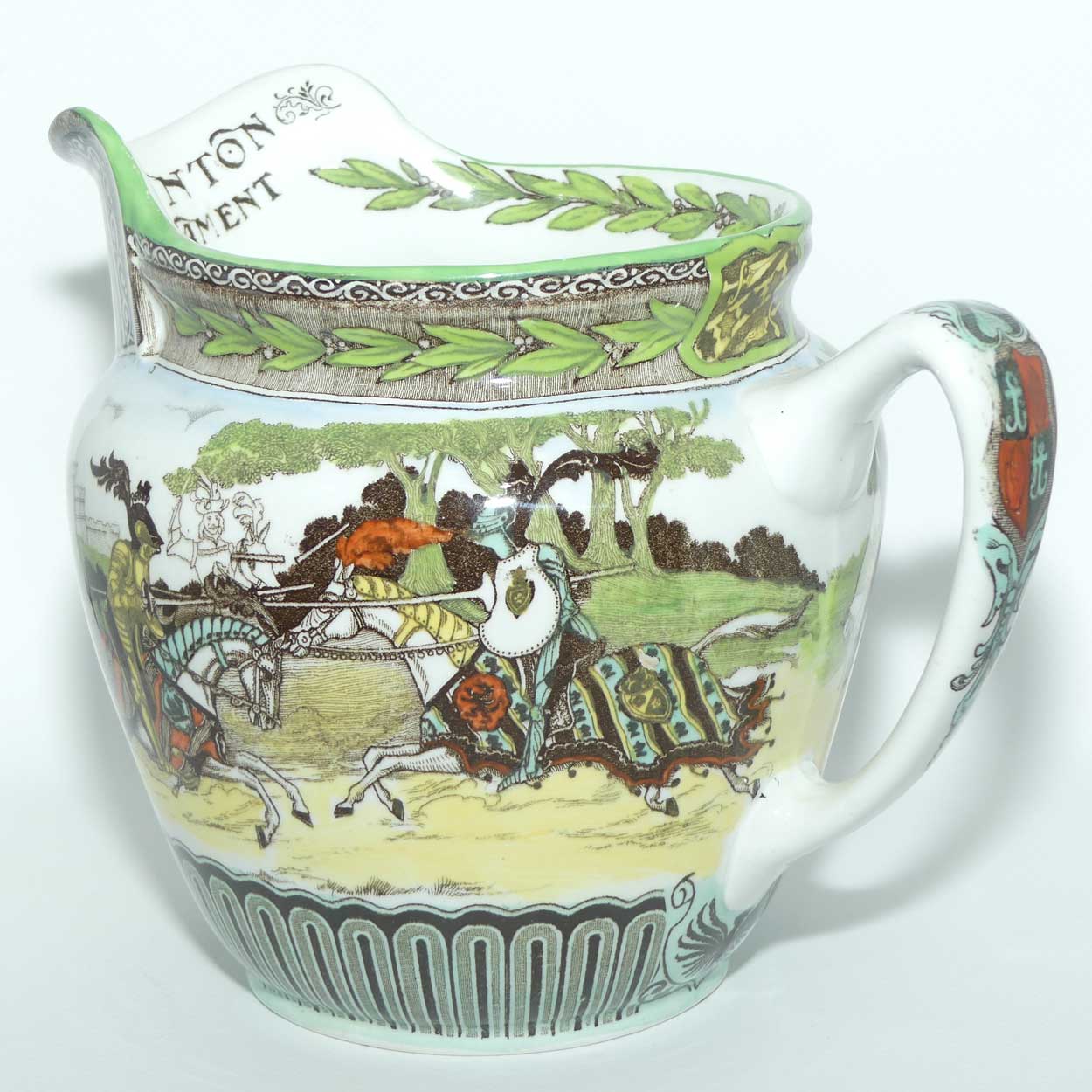 Royal Doulton Eglinton Tournament jug D1425 | Castle shape | Sepia and Green