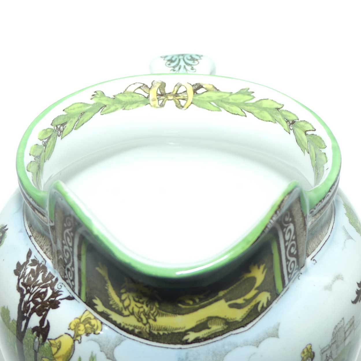 Royal Doulton Eglinton Tournament jug D1425 | Castle shape | Sepia and Green