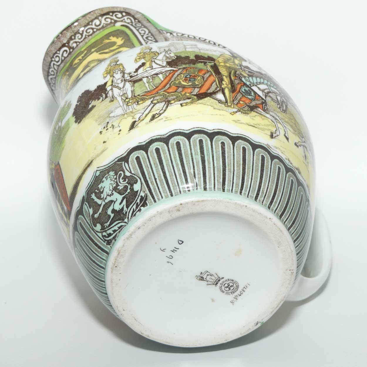 Royal Doulton Eglinton Tournament jug D1425 | Castle shape | Sepia and Green