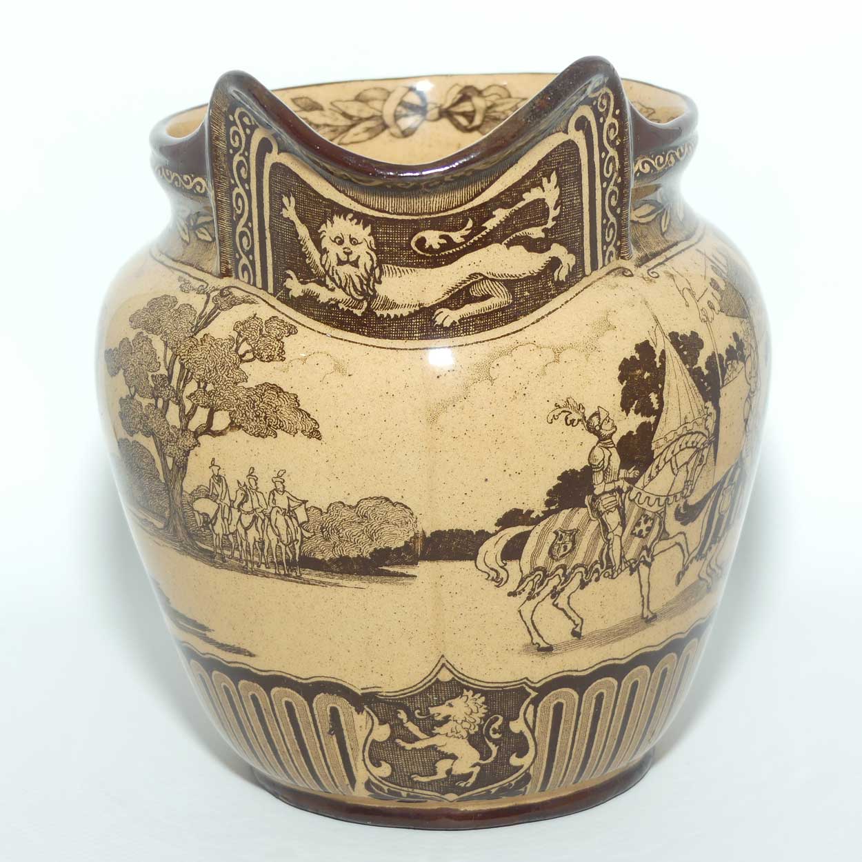 Royal Doulton Eglinton Tournament pattern jug | Castle shape | Whieldon Glaze