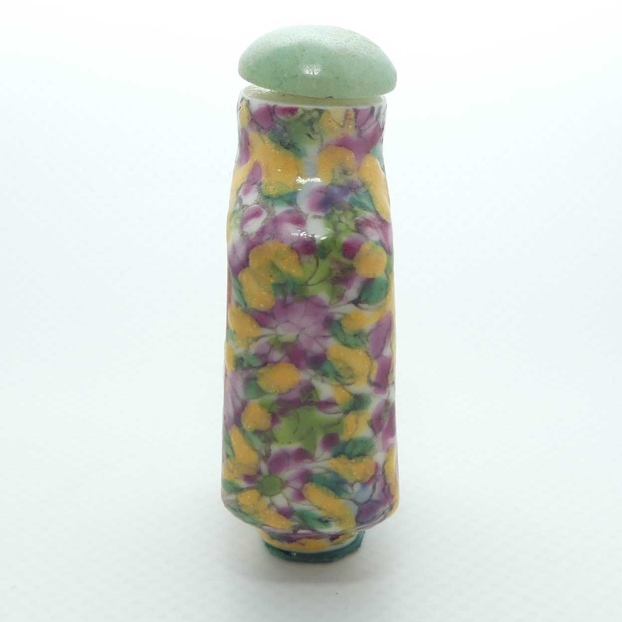 Finely embossed and Painted Oriental Bird scene Snuff Bottle | small