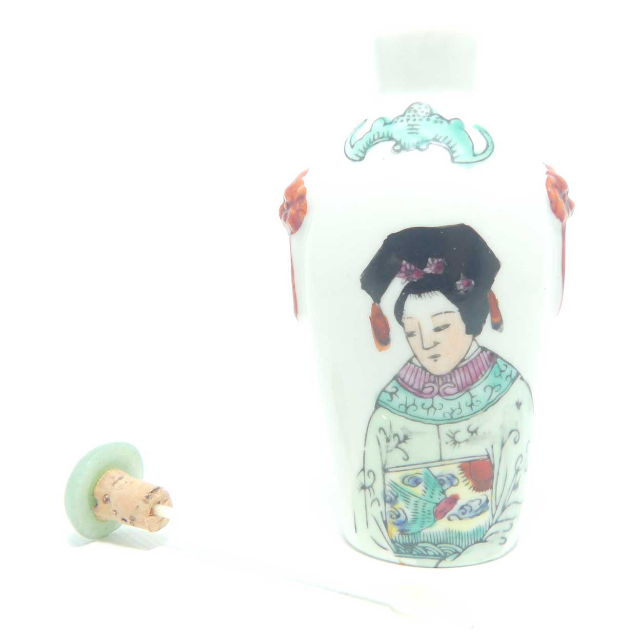 Vintage Porcelain Snuff Bottle | Chinese Emporer and Empress scenes