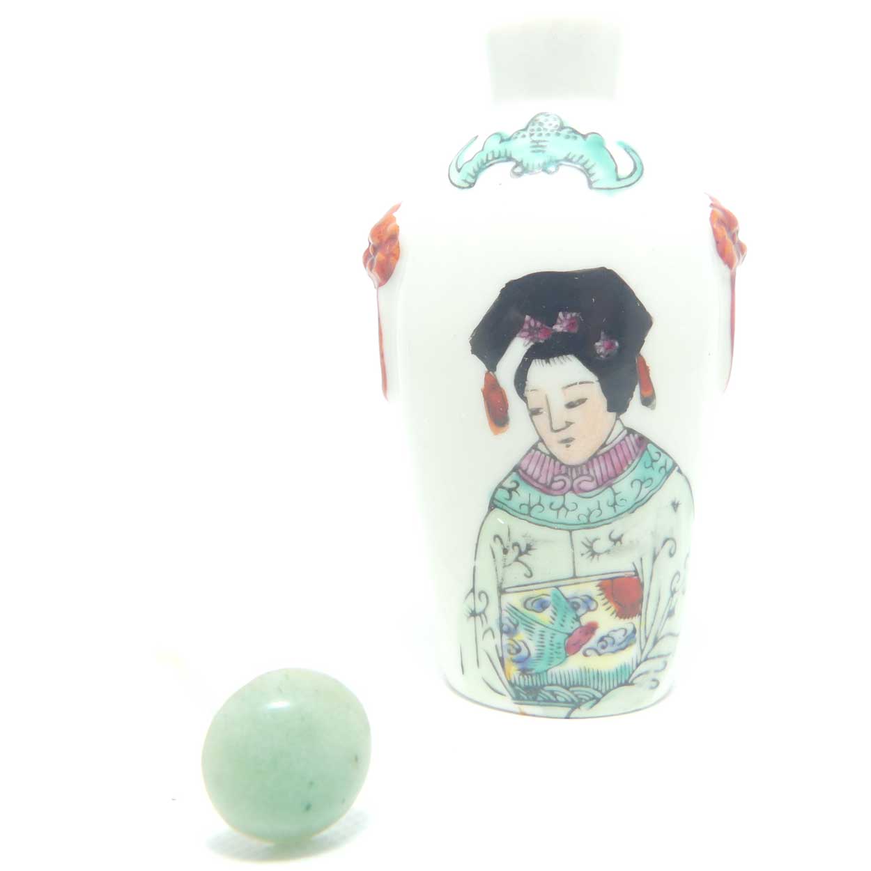 Vintage Porcelain Snuff Bottle | Chinese Emporer and Empress scenes