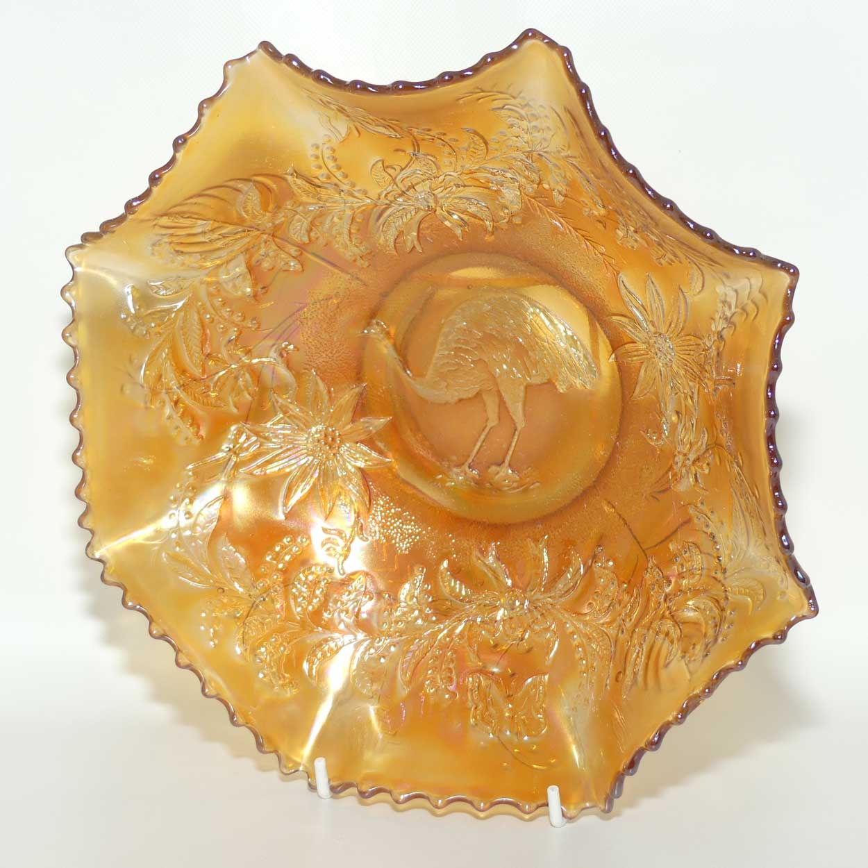 Australian Carnival Glass | Marigold Emu Master Bowl