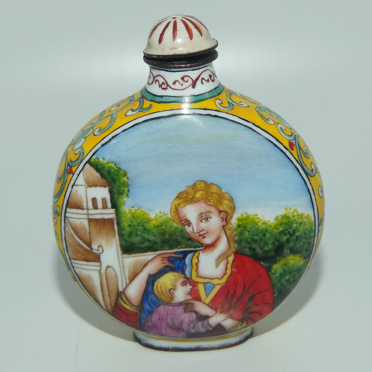 Chinese Hand Painted Enamel on Copper Snuff bottle | European Ladies with Children