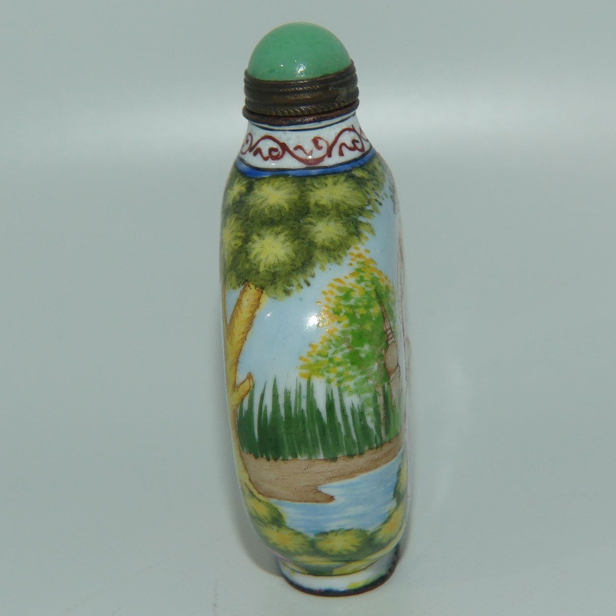 Chinese Hand Painted Enamel on Copper Snuff bottle | European Ladies on Either side