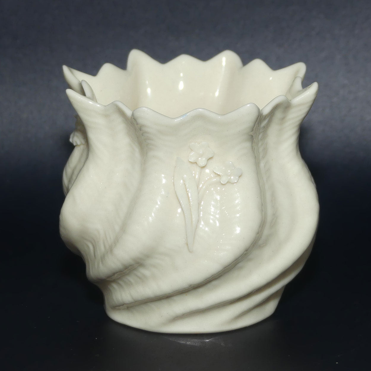 Belleek Floral decorated Thistle vase | 3rd Green Mark