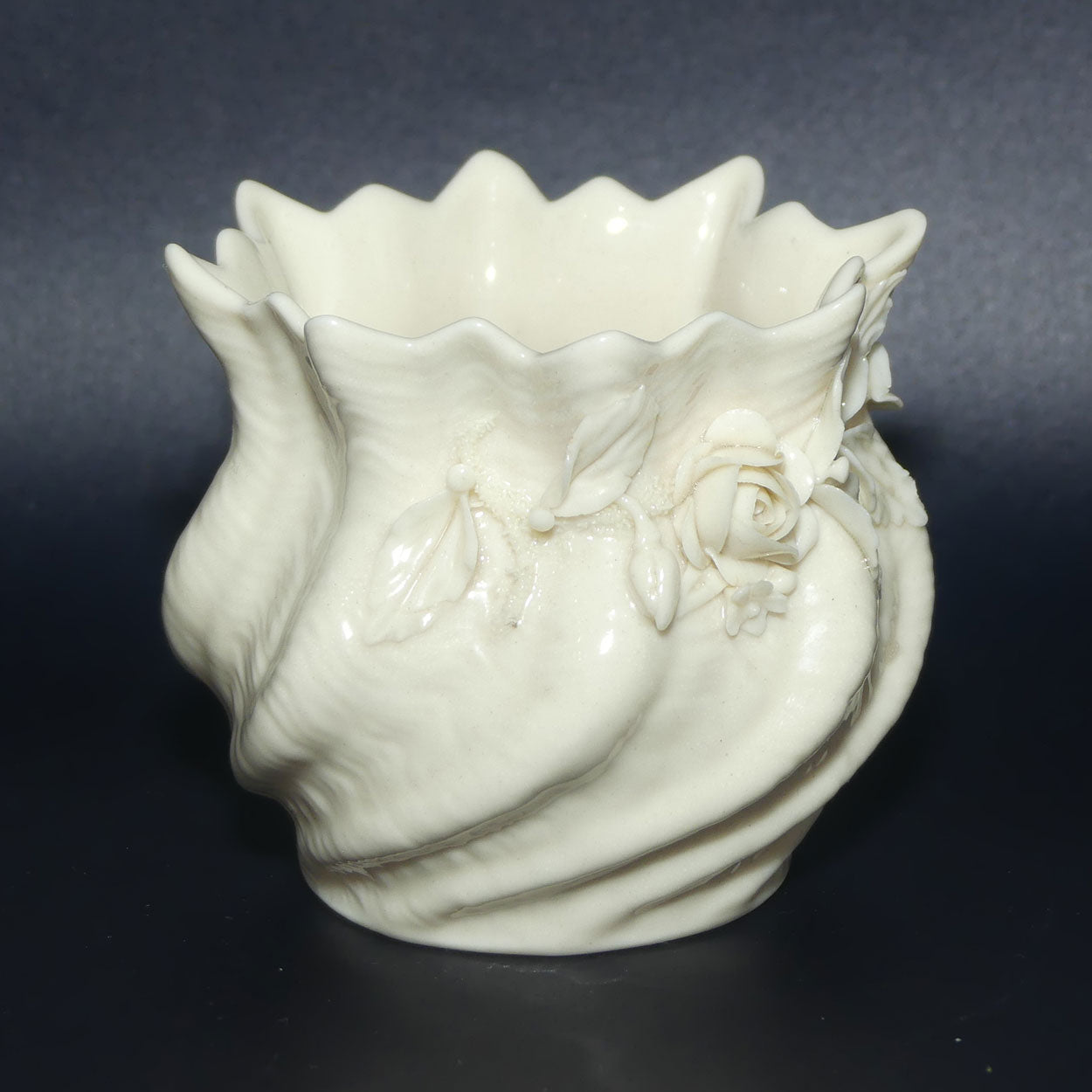 Belleek Floral decorated Thistle vase | 3rd Green Mark
