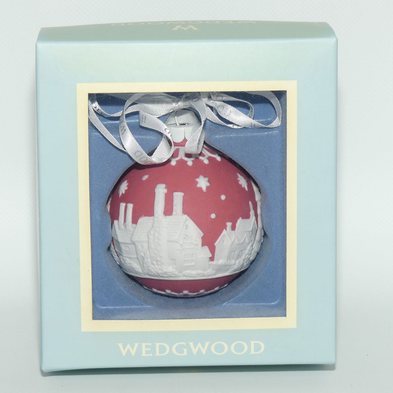 Wedgwood Jasperware Christmas ornament bauble | Red English Countryside | boxed