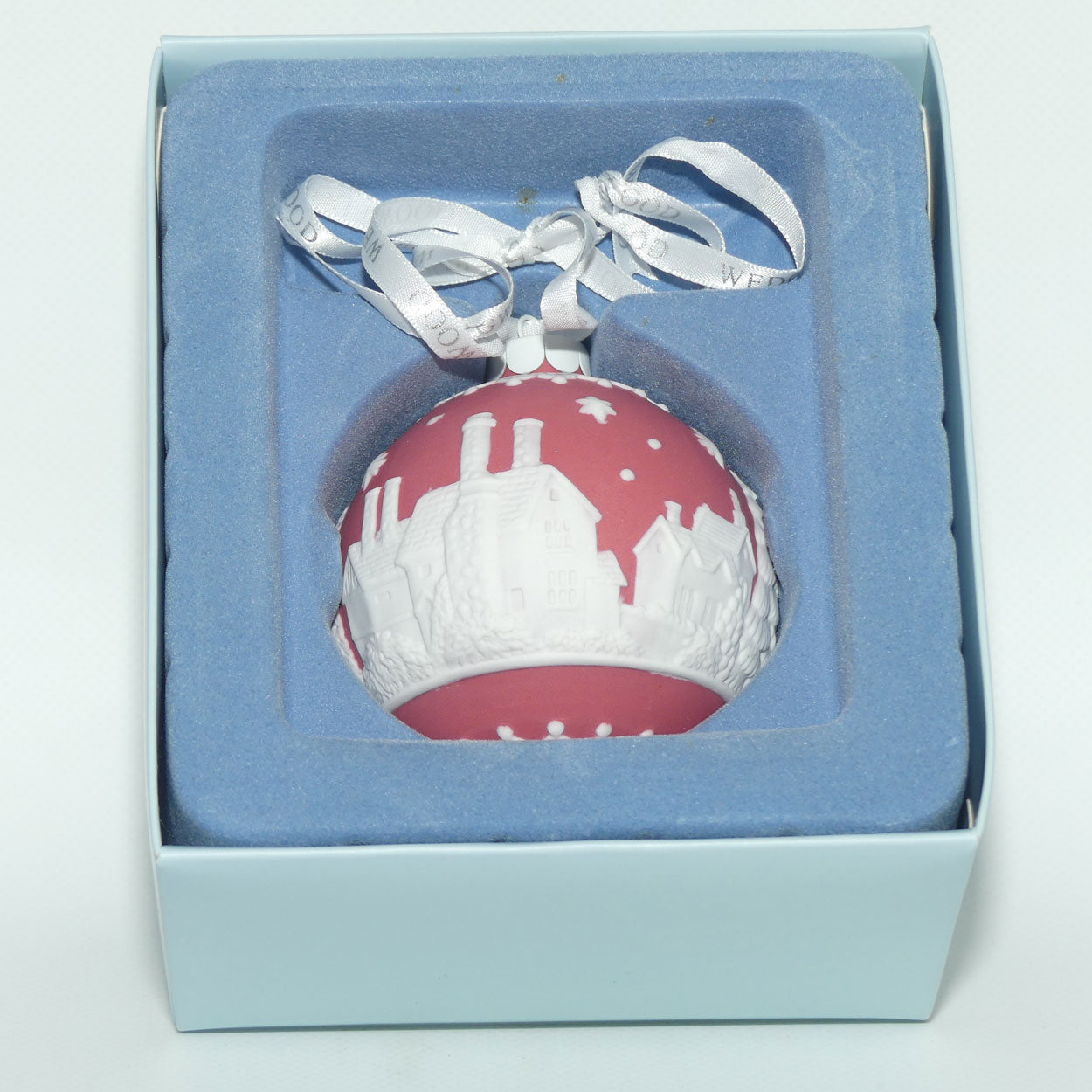 Wedgwood Jasperware Christmas ornament bauble | Red English Countryside | boxed