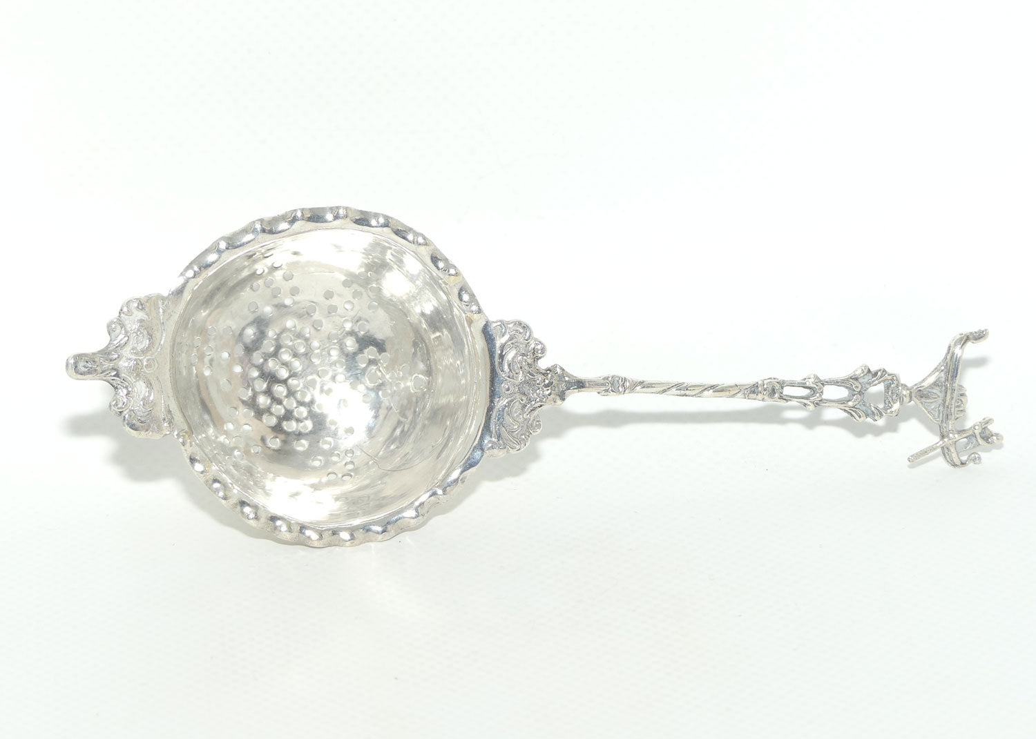 925 Sterling Silver tea strainer | Gondola handle | 34.6g | Berthold Muller