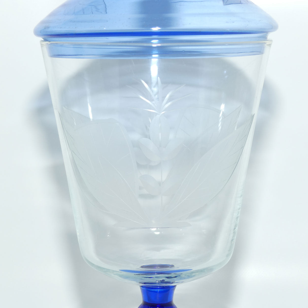 Vintage Etched and Facetted Leaf design lidded jar