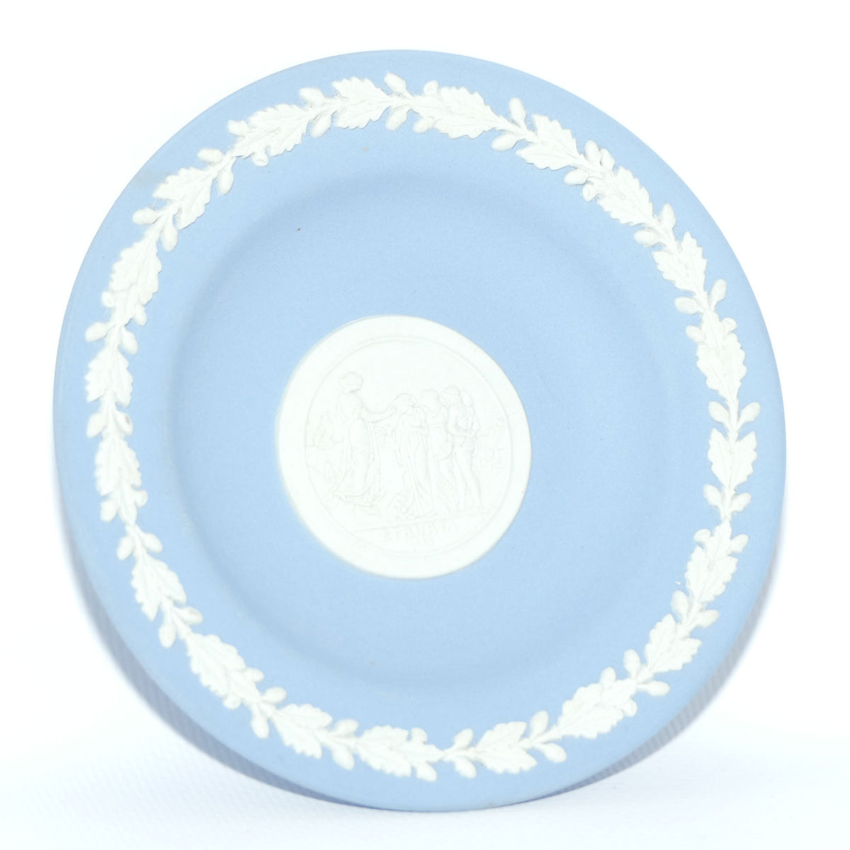 Wedgwood Jasper miniature plate | White on Pale Blue | Sydney Cove Medallion in Cameo | Australian theme