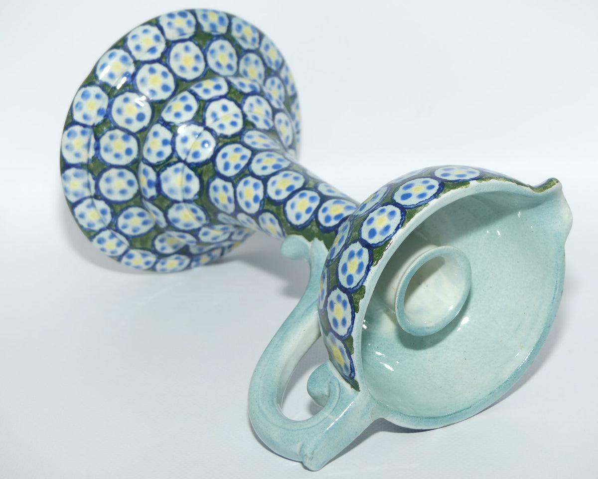 early Polish Bolesławiec Pottery tall candleholder