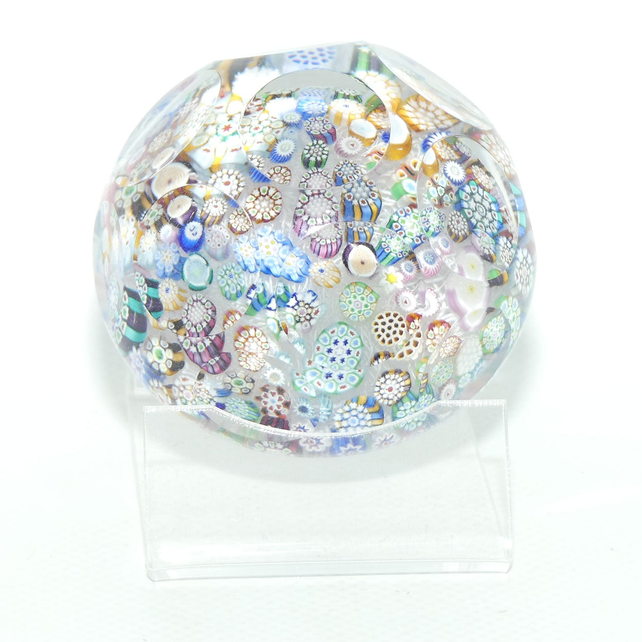 John Deacons Scotland Closepack Millefiori Facetted Medium paperweight