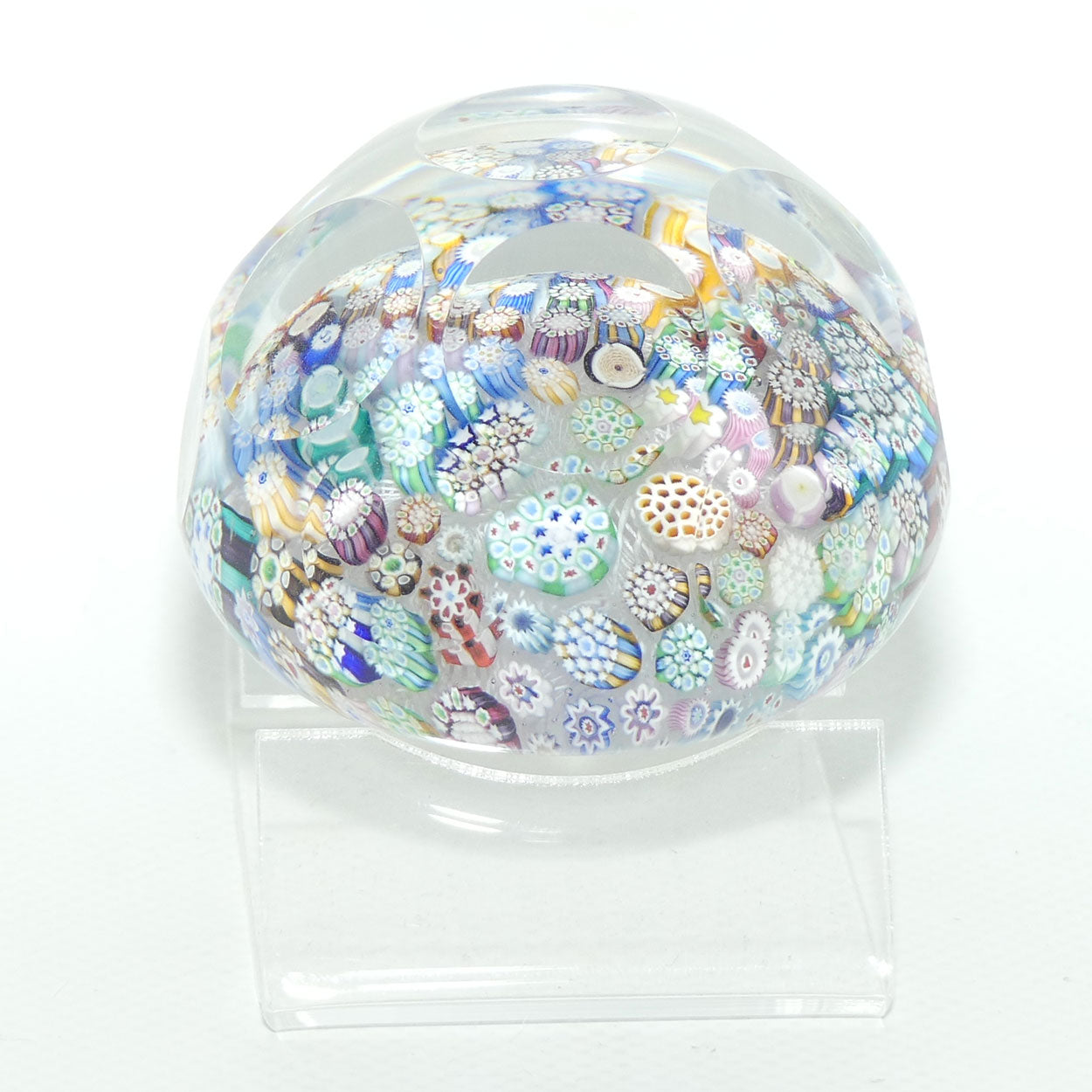 John Deacons Scotland Closepack Millefiori Facetted Medium paperweight