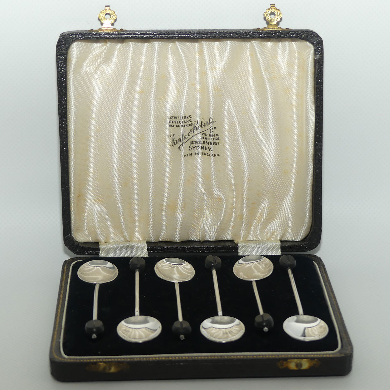Boxed Set of 6 EPNS Silver Plated coffee spoons | Coffee Bean handles | Fairfax and Roberts
