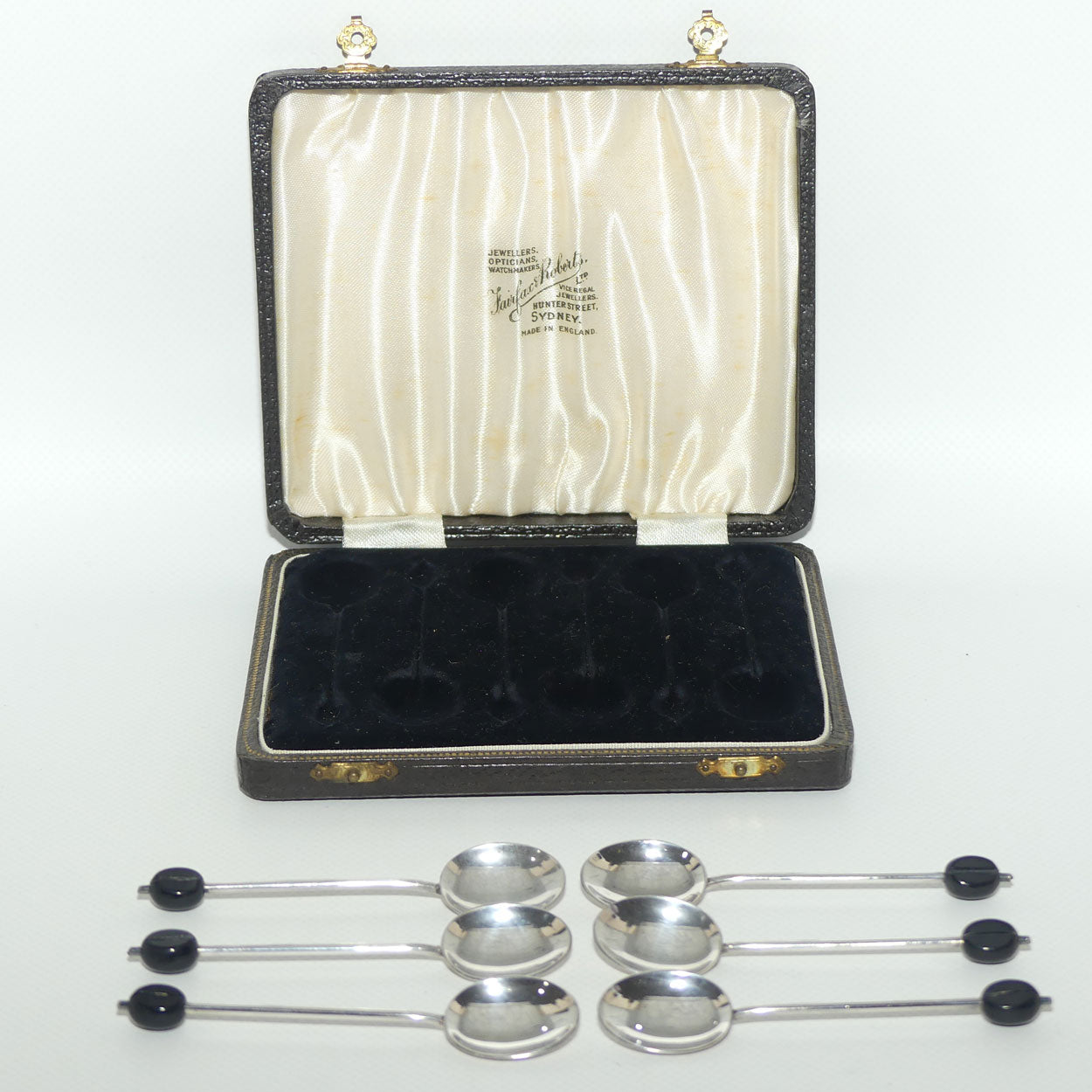 Boxed Set of 6 EPNS Silver Plated coffee spoons | Coffee Bean handles | Fairfax and Roberts