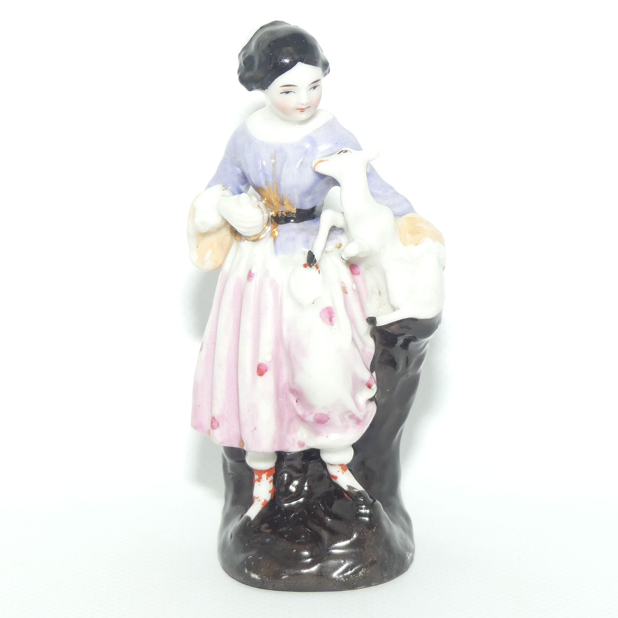 Victorian era Hard Paste Porcelain figure | Girl with Lamb