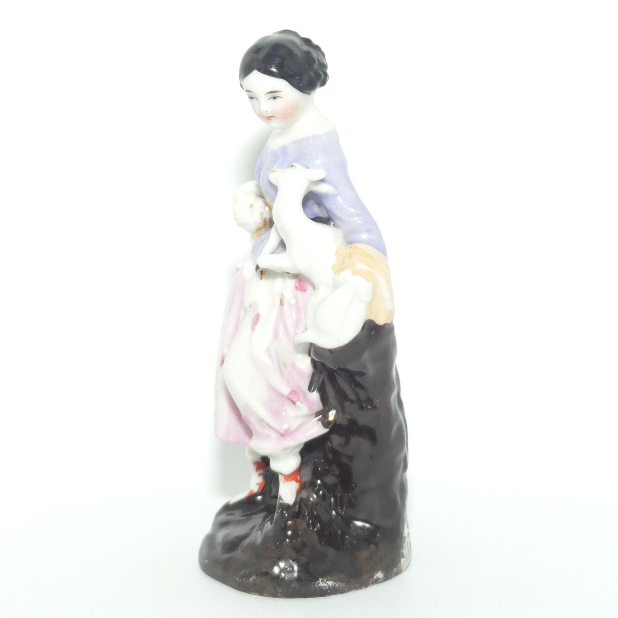 Victorian era Hard Paste Porcelain figure | Girl with Lamb