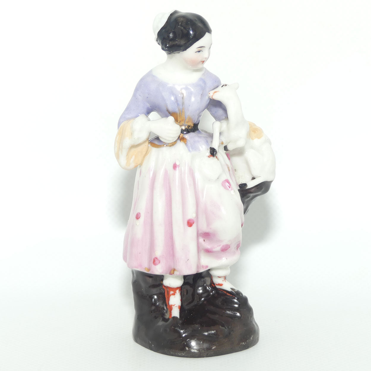 Victorian era Hard Paste Porcelain figure | Girl with Lamb