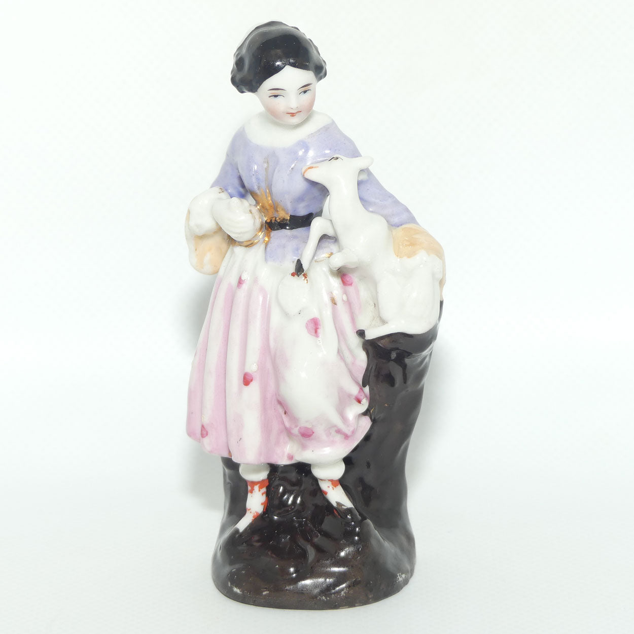 Victorian era Hard Paste Porcelain figure | Girl with Lamb