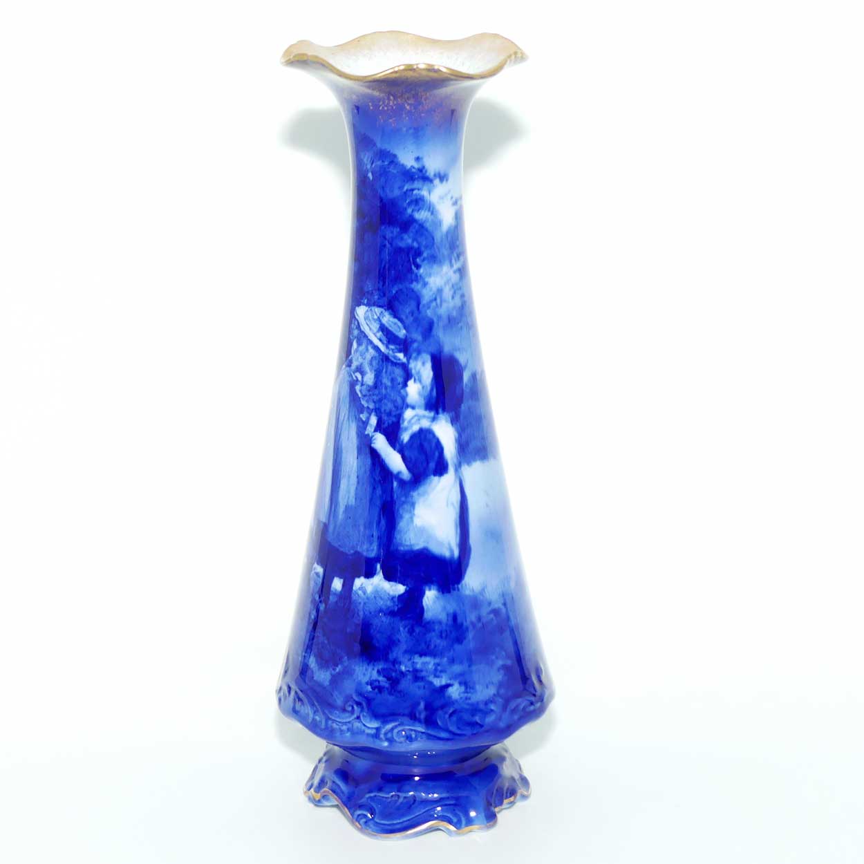 Royal Doulton Blue Childrens fancy shape fluted rim vase