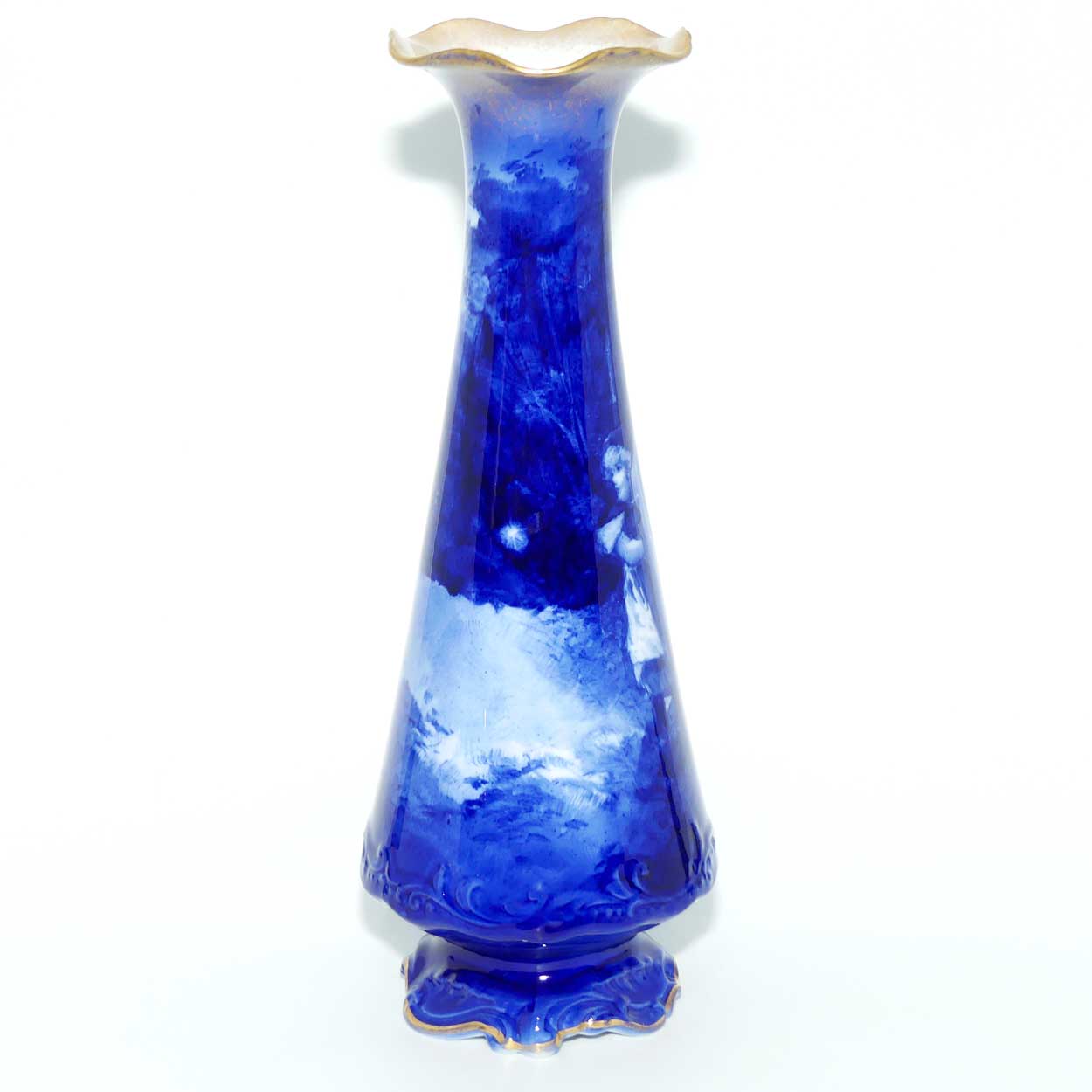 Royal Doulton Blue Childrens fancy shape fluted rim vase