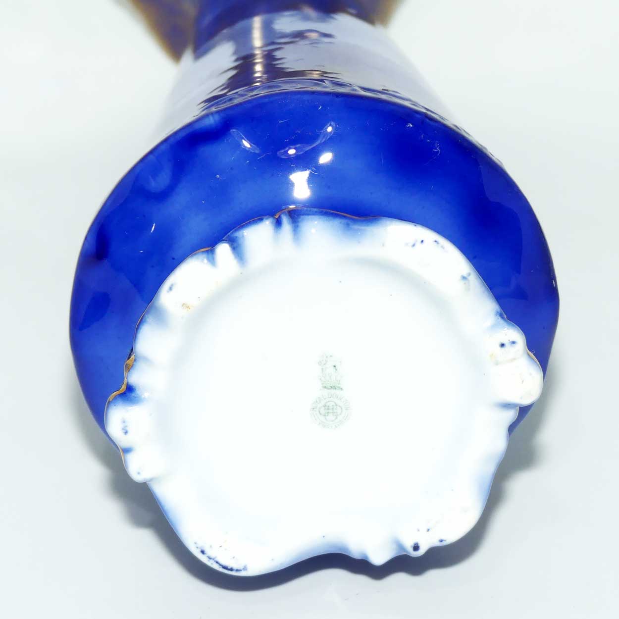Royal Doulton Blue Childrens fancy shape fluted rim vase