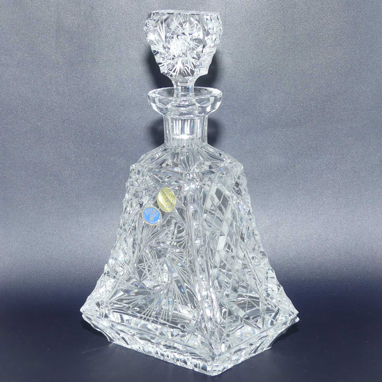 Fancy shape Pinwheel cut Bohemian Crystal Spirits decanter