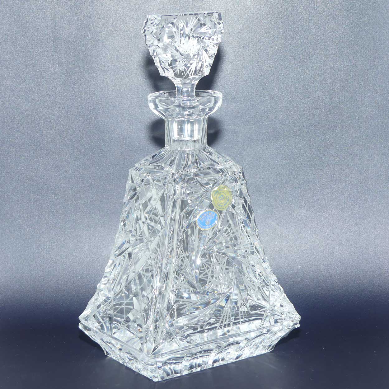 Fancy shape Pinwheel cut Bohemian Crystal Spirits decanter