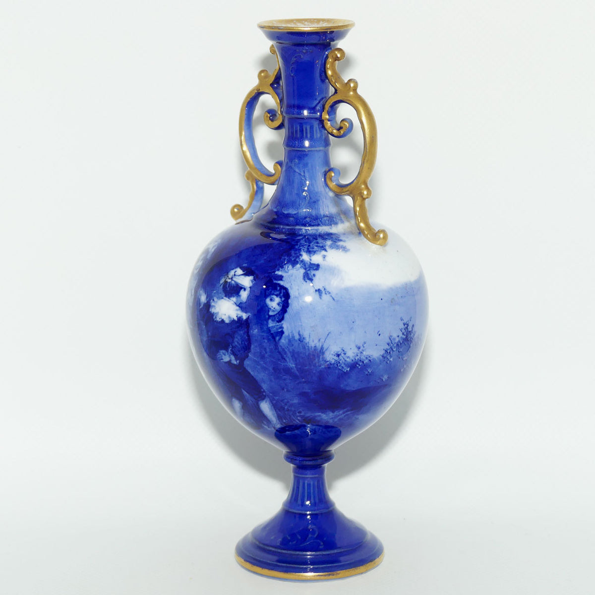 Royal Doulton Blue Childrens fine bone china fancy handles bulbous vase | Hide & Seek