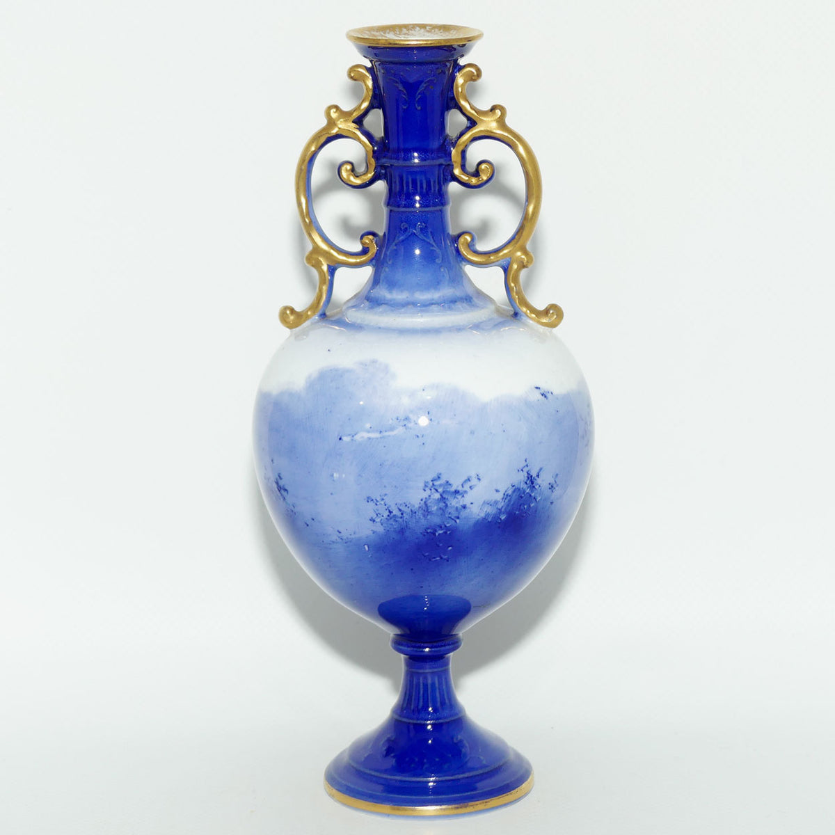 Royal Doulton Blue Childrens fine bone china fancy handles bulbous vase | Hide & Seek