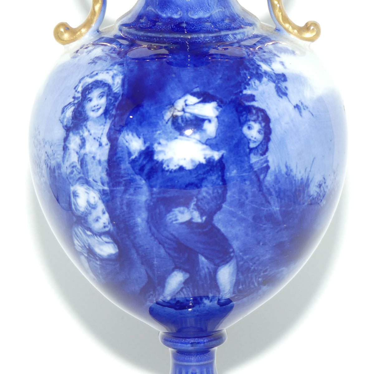 Royal Doulton Blue Childrens fine bone china fancy handles bulbous vase | Hide & Seek