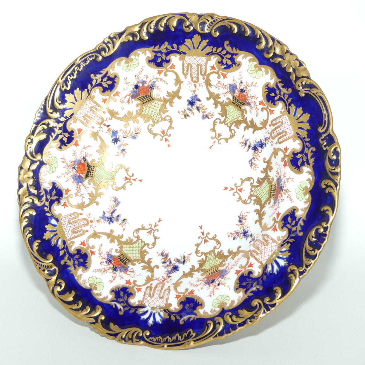 Royal Crown Derby fancy cake stand | Blue and Heavy Gilt | Pattern 3707