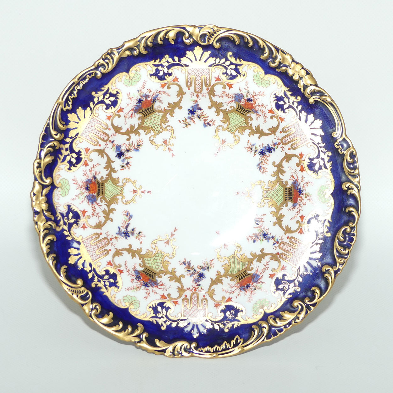 Royal Crown Derby fancy cake stand | Blue and Heavy Gilt | Pattern 3707