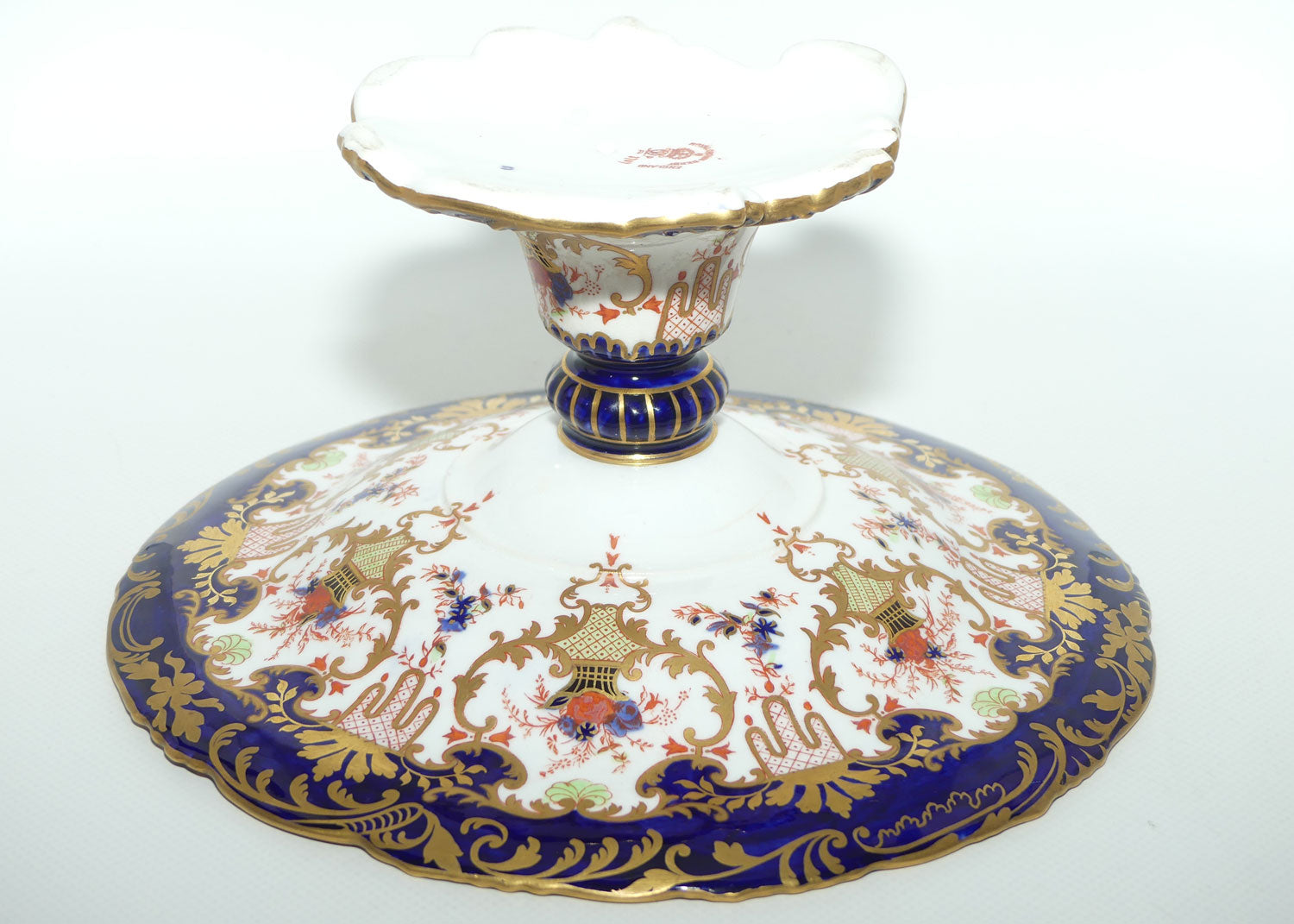 Royal Crown Derby fancy cake stand | Blue and Heavy Gilt | Pattern 3707
