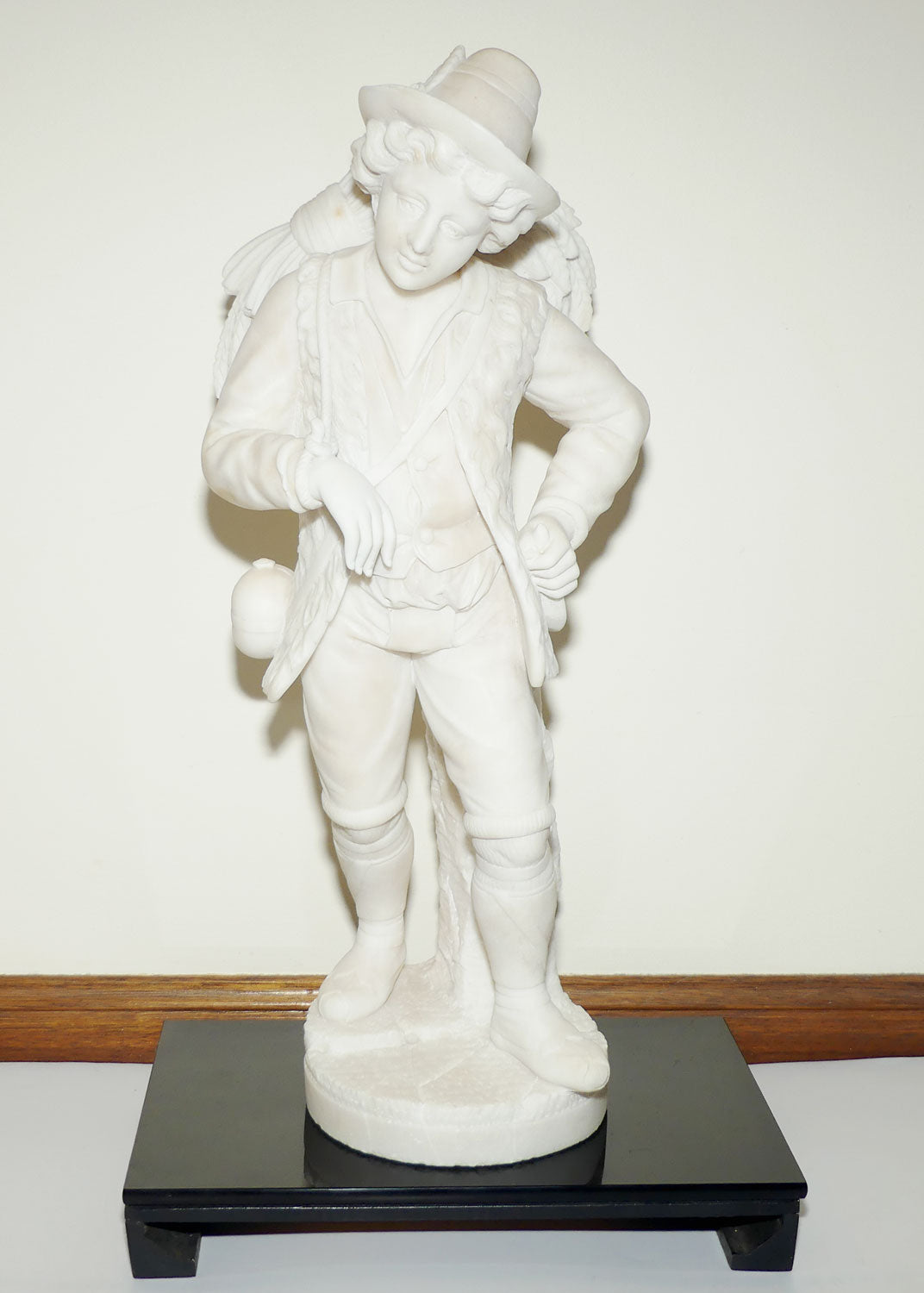 Superb White Marble figure of a Farming Boy | Gleaner gathering Wheat | 58cm tall