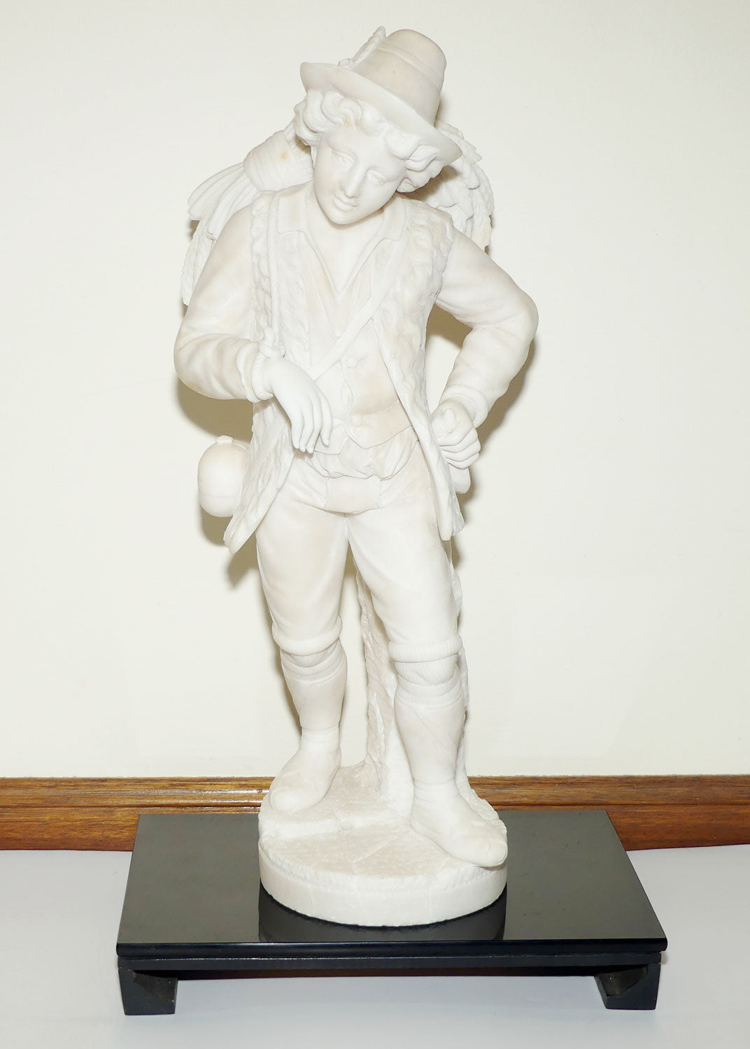 Superb White Marble figure of a Farming Boy | Gleaner gathering Wheat | 58cm tall