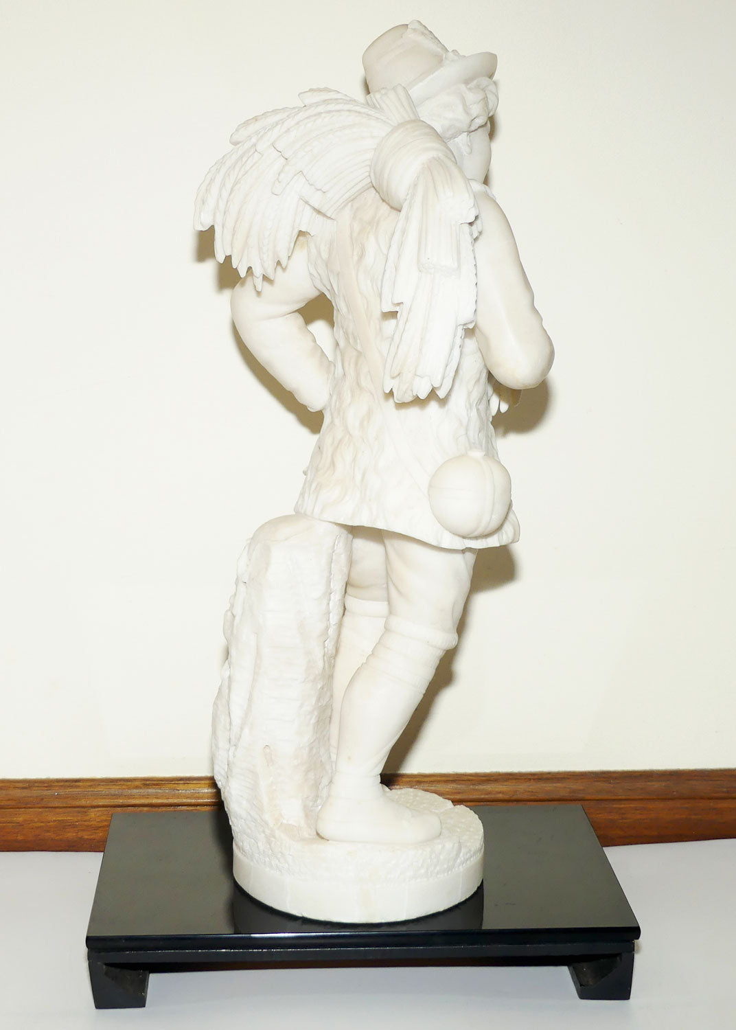 Superb White Marble figure of a Farming Boy | Gleaner gathering Wheat | 58cm tall