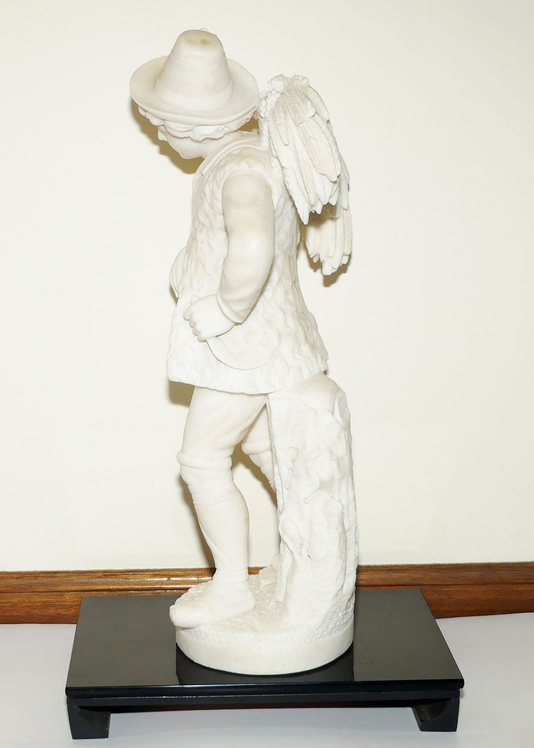 Superb White Marble figure of a Farming Boy | Gleaner gathering Wheat | 58cm tall