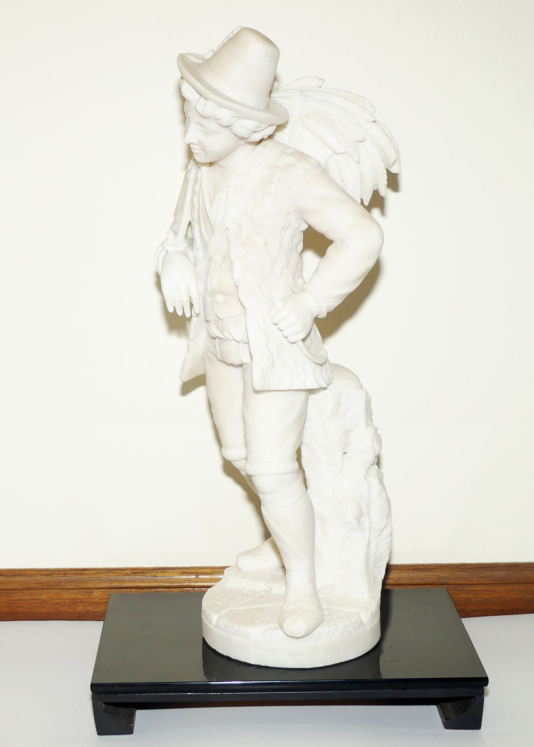 Superb White Marble figure of a Farming Boy | Gleaner gathering Wheat | 58cm tall