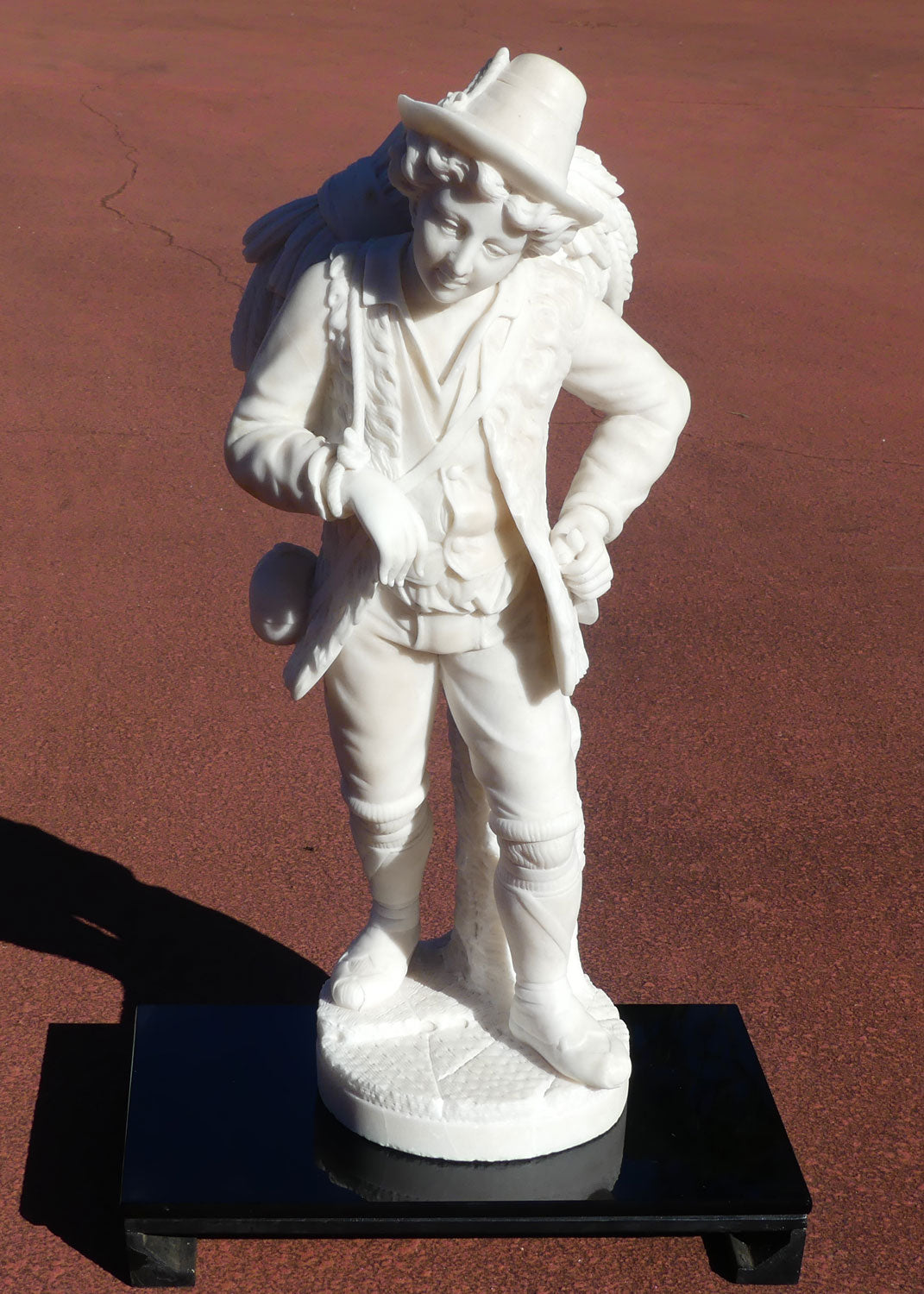 Superb White Marble figure of a Farming Boy | Gleaner gathering Wheat | 58cm tall