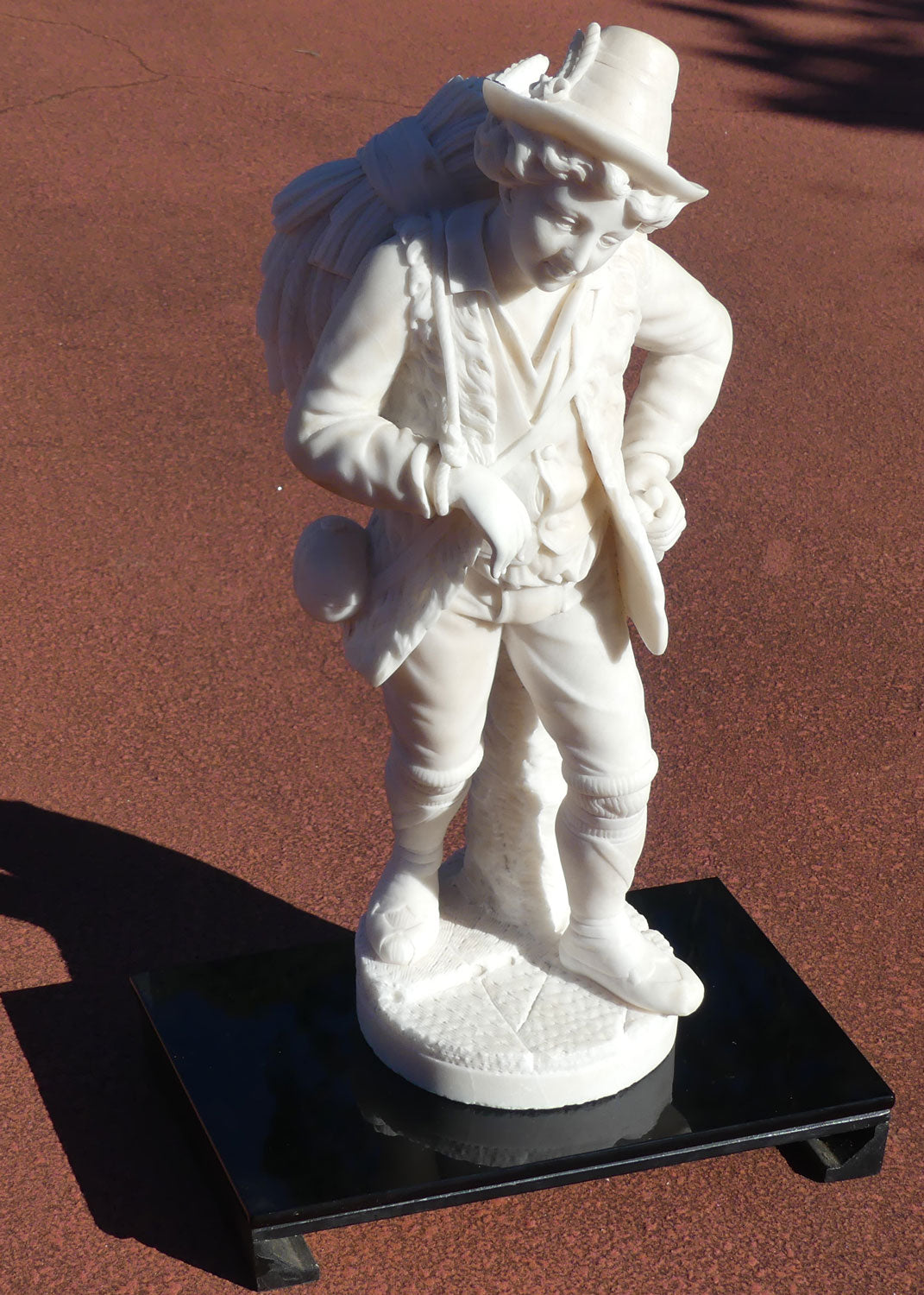 Superb White Marble figure of a Farming Boy | Gleaner gathering Wheat | 58cm tall