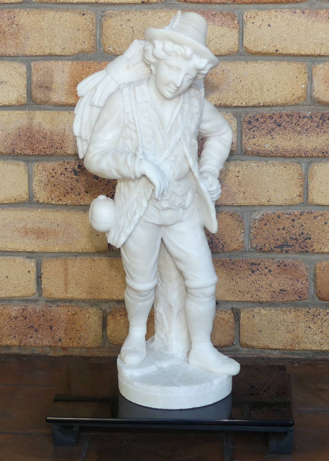Superb White Marble figure of a Farming Boy | Gleaner gathering Wheat | 58cm tall